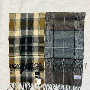 Men's Plaid and Herringbone Scarves Set 2